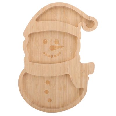 UTHCLO Christmas Snowman Wooden Serving Platter Sturdy Holiday Charcuterie Tray Candy Dish for Fruit Snack Gathering Decor