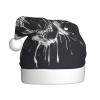 DUWAA Horror Ghost Skull Print Soft Plush Santa Hat Adult, Xmas Party Hat With Pom,For Christmas New Year Festive Party view 1