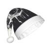 DUWAA Horror Ghost Skull Print Soft Plush Santa Hat Adult, Xmas Party Hat With Pom,For Christmas New Year Festive Party view 2