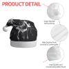 DUWAA Horror Ghost Skull Print Soft Plush Santa Hat Adult, Xmas Party Hat With Pom,For Christmas New Year Festive Party view 4