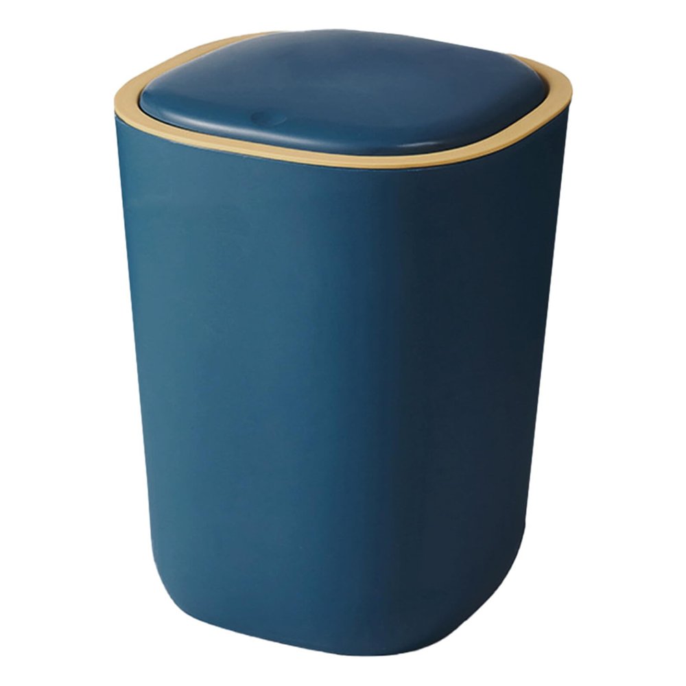 ANDRESLAD Compact Flip-top Trash Can with Lid Household Kitchen and Bedroom Waste Container Space-Saving Rubbish Bin for Indoor Storage and Recycling Practical Garbage Basket