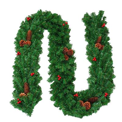 ariarly 9FT LED Christmas Garland Decorations Pre lit Artificial Christmas Wreaht Xmas Rattan Door Hanger for Fireplace Windows and Garden Home Stairs Fireplace