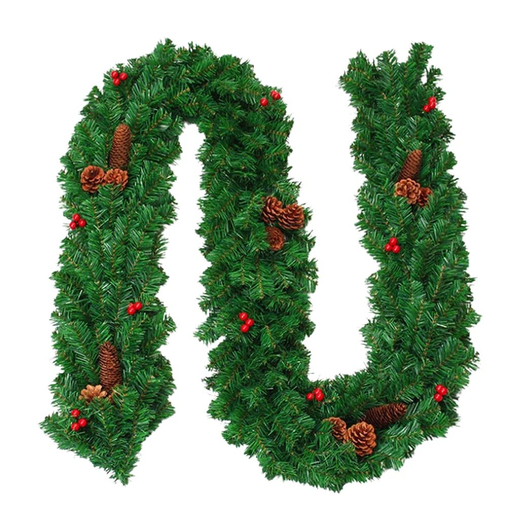 ariarly 9FT LED Christmas Garland Decorations Pre lit Artificial Christmas Wreaht Xmas Rattan Door Hanger for Fireplace Windows and Garden Home Stairs Fireplace