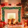 ariarly 9FT LED Christmas Garland Decorations Pre lit Artificial Christmas Wreaht Xmas Rattan Door Hanger for Fireplace Windows and Garden Home Stairs Fireplace view 4