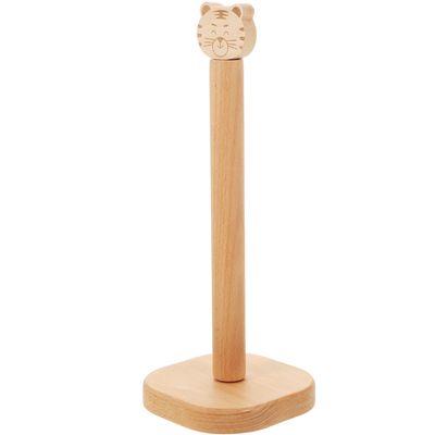 CATIEBYE Wooden Tiger Kitchen Paper Towel Holder with Non-Slip Base Vertical Standing Tissue Rack for Countertop Stable Roll Organizer for Bathroom Living and Kitchen Use