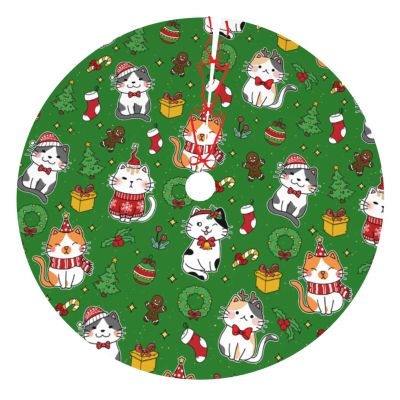 Christmas Tree Skirt Christmas Cat Christmas Xmas Winter Tree Skirts 36" Inch for Holiday Party Indoor Outdoor Ornaments Decorations