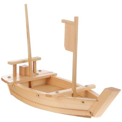 JEWEDECO Wooden Sushi Boat Plate Serving Tray for Desserts Restaurants Xmas
