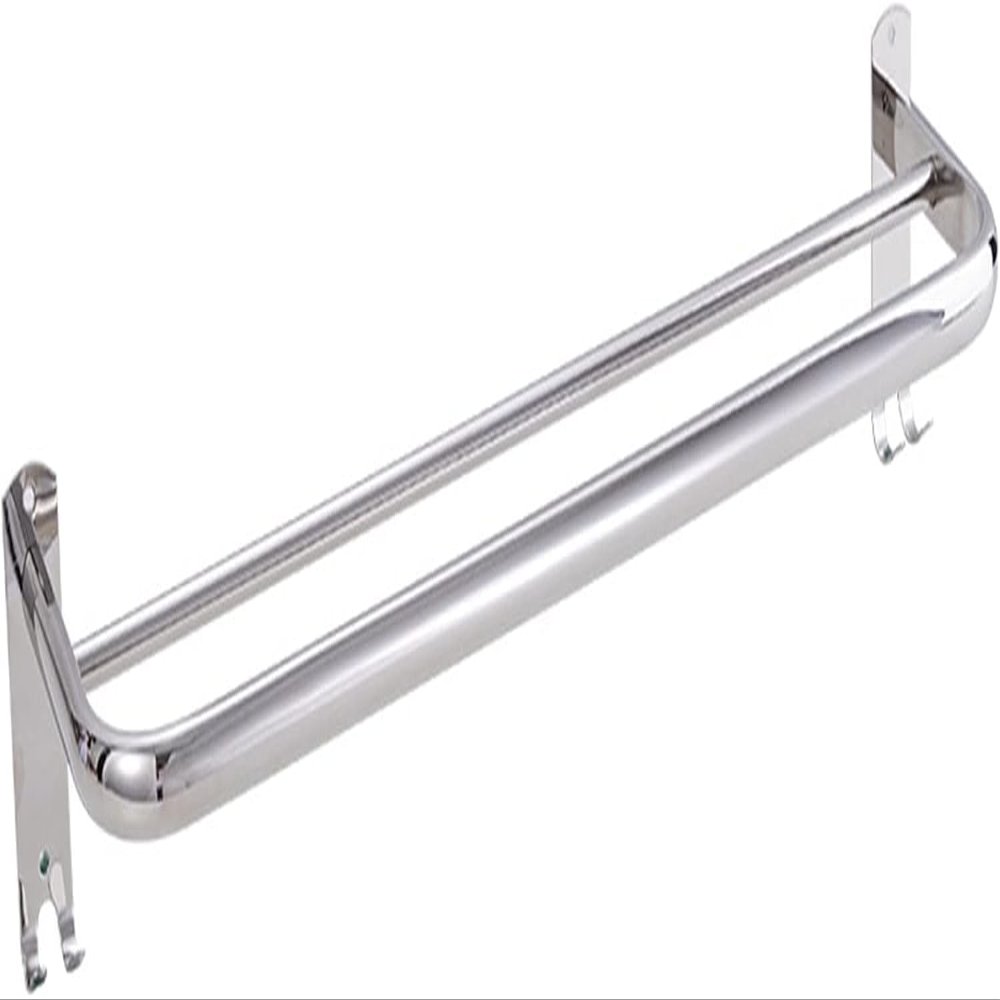 Stainless Steel Double Towel Rail with Hooks - Wall Mounted Towel Holder for Kitchen and Bathroom(50cm)
