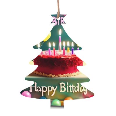 Happy Birthday Beautiful Wooden Christmas Tree Shape Decorative Ornaments - 6-Piece Set - Can be Used to Decorate Christmas Trees, fireplaces, Doors, and Windows