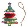 Happy Birthday Beautiful Wooden Christmas Tree Shape Decorative Ornaments - 6-Piece Set - Can be Used to Decorate Christmas Trees, fireplaces, Doors, and Windows view 2