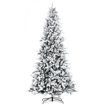 Auto Open 9 Foot Snow Flocked Artificial Christmas Tree with 616 Realistic Cedar Branches Pine Design for Festive Home Decoration