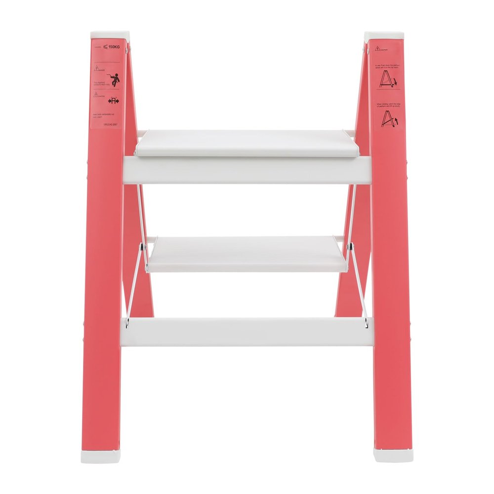 GUIAFUHYE Step Ladder 2 Step Folding Step Stool Step Ladder with Wide Anti-Slip Pedal Step Stool Foldable for Adults Lightweight, Portable Steel Use for Home and Office (17.72 * 19.29 in)
