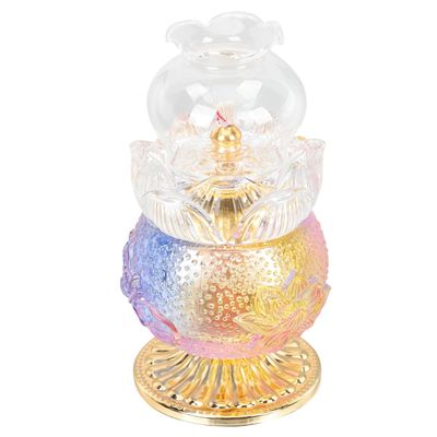 DOITOOL Adjustable Vintage Glass Oil Lamp with Cover for Home Decor Bedroom Buddha Hall Reusable Kerosene Lamp with Delicate Gold Base and Unique Tabletop Design