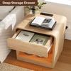 Keehusux Fluted Nightstands Set of 2, Small Night Stand with Charging Station, Wooden LED Bedside Table with Drawer, Mid Century Modern End Table for Bedroom, Curved Profile Design, Natural Oak view 4