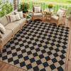 PureCozy 8x10 Black Checkered Washable Area Rug Indoor Outdoor Non Slip view 3