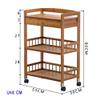 EHVYBDX Storage Hand Trucks Kitchen Movable Trolleys 3 Tier Cart with Drawer Utility Rolling Trolley with Universal Brake Wheel Hotel Catecart for Aircraft Cabin/Brown view 2