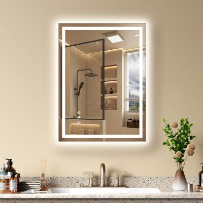 24X30 LED Bathroom Mirror with Lights, Anti-Fog, Dimmable - Lighted Bathroom Vanity Mirror with Front & Back Light, 3 Color Temperatures, Memory Function, Tempered Glass (Horizontal/Vertical)