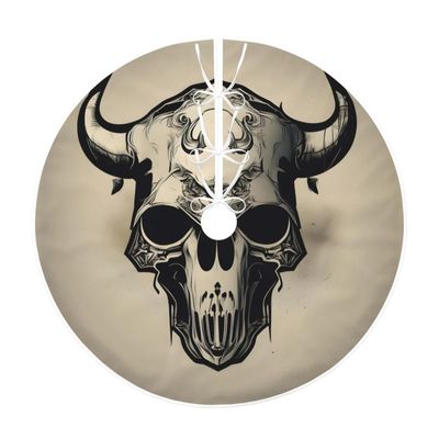 Runner Bull Skull Print Christmas Tree Skirts,Festive Xmas Decor for Indoor Outdoor,Christmas Tree Mat