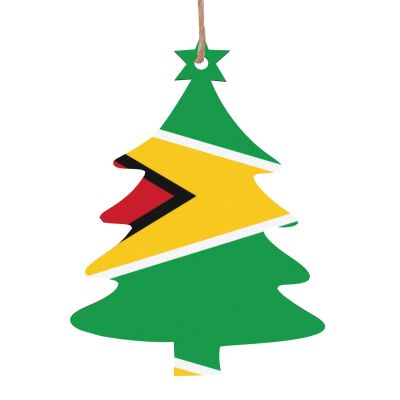 Flag of Guyana Printing Christmas Tree Shape Christmas Decoration Set - Can be Hung on Christmas Trees and Windows - 6-Piece Set