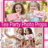 24 Designs Tea Party Photo Booth Props Double Sided 11.02 x 5.51'' Photo Booth Props Tea Party Decorations Set DIY Water Proof Selfie Sign PVC Printing for Women Garden Bridal Shower Birthday Supplies view 4