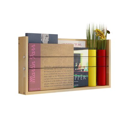 Double Wide Brochure Holder Storage Stand for Book Display, Wooden Magazine Wall Rack, Kids Room Drawing Books Organizer, Easy to Assemble(40cm(15 3/4"))