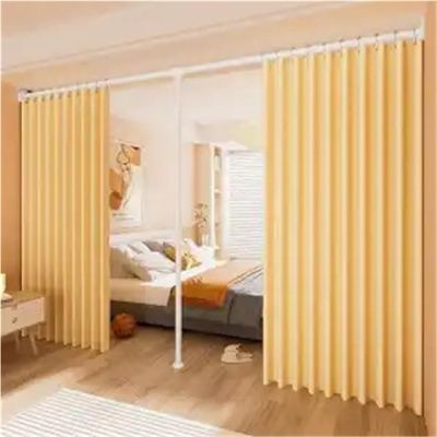 Room Divider Curtain, No Drilling Room Separator, Adjustable Room Divider, Freestanding Privacy Screen Partition for Living Room, Bedroom(Yellow,Width8.2m)