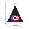 DUWAA Ohio State Flag Print Cozy Christmas Hats For Women, Warm Plush Santa Hat Adult, For New Year Festive Party Wear view 3