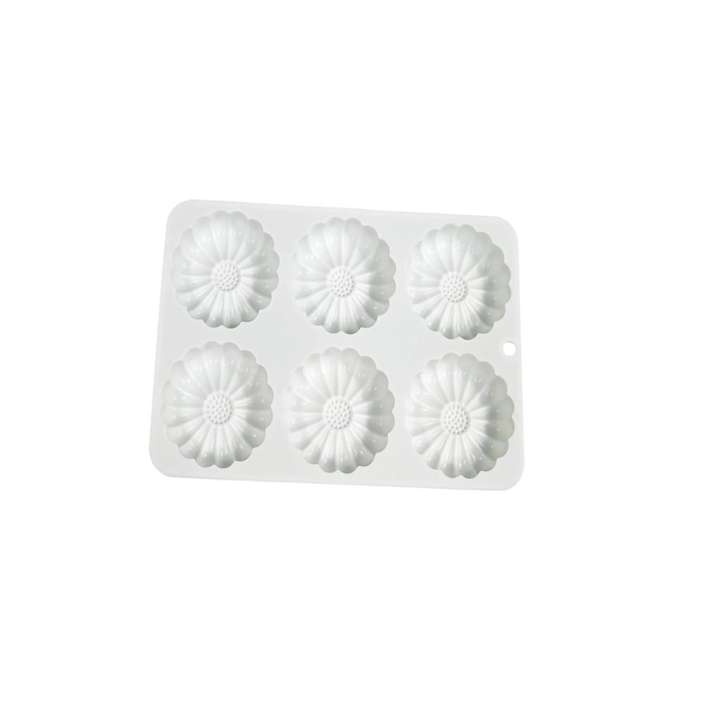 3-Pack Silicone Mold Set, 6-Cavity Flower Daisy Shapes for Baking Fondant Chocolate Mousse Cake Decorating Supplies