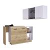 White and Light Oak 2-Piece Kitchen Set with Island and Wall Cabinet view 2
