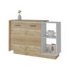 White and Light Oak 2-Piece Kitchen Set with Island and Wall Cabinet view 3