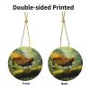 Grasshopper on a Branch Patterned Round Ceramic Ornaments - Christmas Tree Decorations, Adding Warmth and Sparkle to Holiday Parties view 2