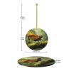 Grasshopper on a Branch Patterned Round Ceramic Ornaments - Christmas Tree Decorations, Adding Warmth and Sparkle to Holiday Parties view 3