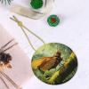 Grasshopper on a Branch Patterned Round Ceramic Ornaments - Christmas Tree Decorations, Adding Warmth and Sparkle to Holiday Parties view 4