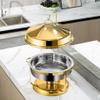ZREVSB Luxe gouden 9L roestvrijstalen Chafing Dish buffetset, Ronde Chafing Dish Servers en voedselwarmers met deksel (Goud) view 2