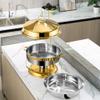 ZREVSB Luxe gouden 9L roestvrijstalen Chafing Dish buffetset, Ronde Chafing Dish Servers en voedselwarmers met deksel (Goud) view 3