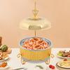 Gouden Chafing Dishes voor Buffet 2-pack, 10 liter roestvrijstalen schalenset met hangende deksel, ronde voedselwarmers voor feesten, luxe chafing dishes en warmers voor banketten en bruiloften ( ) view 3