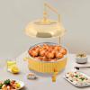 Gouden Chafing Dishes voor Buffet 2-pack, 10 liter roestvrijstalen schalenset met hangende deksel, ronde voedselwarmers voor feesten, luxe chafing dishes en warmers voor banketten en bruiloften ( ) view 4