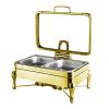 ZREVSB Set Van roestvrijstalen Chafing Dishes met deksel, buffetwarmer, Display Tray voor op het aanrecht (goudkleurig, 6,5 cm/2 Roosters) view 1