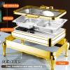 ZREVSB Set Van roestvrijstalen Chafing Dishes met deksel, buffetwarmer, Display Tray voor op het aanrecht (goudkleurig, 6,5 cm/2 Roosters) view 2