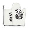 WZYWHJ Baby Panda Eating Food Printed Oven Mitts and Pot Holders Set for Cooking, Microwave, Grilling - with Lanyard Design view 1