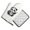 WZYWHJ Baby Panda Eating Food Printed Oven Mitts and Pot Holders Set for Cooking, Microwave, Grilling - with Lanyard Design view 2