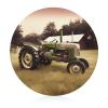 Old Tractor Photo Farm Tempered Glass Cutting Board Kitchen Counter Protector Round Chopping Mat Perfect for Bread Meat Veggies Fruit & More (Diameter: 7.6) view 1