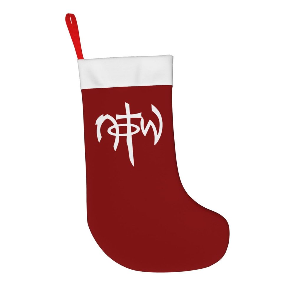 AMZWZSH Christmas Stockings, Not of This World Christian Jesus Xmas Stockings, 18" Large Xmas Stocking, Christmas Party Fireplace Family Hanging Stocking Decorations(Red White)