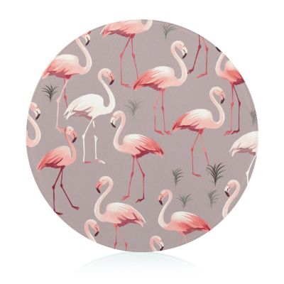 Pink Flamingo Pattern Tempered Glass Cutting Board Kitchen Counter Protector Round Chopping Mat Perfect for Bread Meat Veggies Fruit & More (Diameter: 7.6)