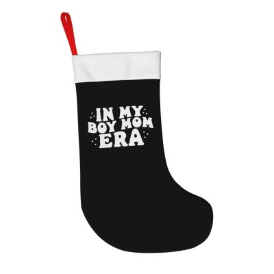 AMZWZSH Christmas Stockings, in My Boy Mom Era Xmas Stockings, 18" Large Xmas Stocking, Christmas Party Fireplace Family Hanging Stocking Decorations(Black White)