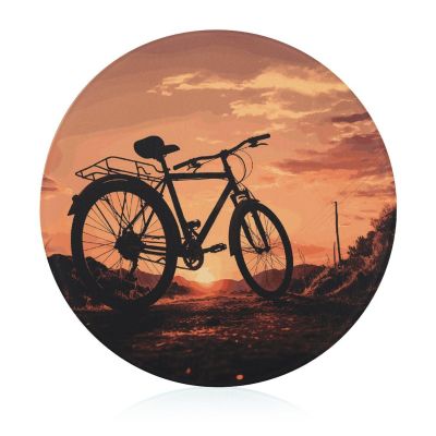 Road Bicycle Tempered Glass Cutting Board Kitchen Counter Protector Round Chopping Mat Perfect for Bread Meat Veggies Fruit & More (Diameter: 7.6)