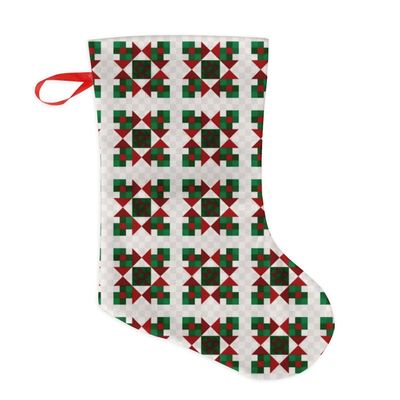 Festive Christmas Design Christmas Hanging Stocking Plush Stocking Decor Red Green Retro Quilt Festive Printed Design Cozy Winter Accessory Decorations Indoor Stockings 18X12 Inches(1 Pack)
