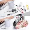 FekiLoot Pink Rose Floral Remote Control Holder, PU Leather Remote Control Organizer Box Stationery Remote Control Box Desk Storage Organizer for DVDs,Glasses,Pens,Media Players view 3