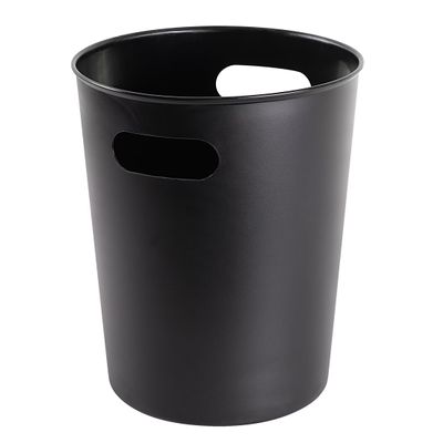 Basic 2.64 Gallon Plastic Wastebasket with Cut Out Handles in Rich Black for Bathroom, Bedroom, or Office