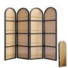 JYDQMOLS Living Room Brochure Display Stand Wooden Bookcase, Magazine Holder Antique Magazine Holder Folding Rattan Screen, 67 in Literature Organizer Rack for Space Saving(Black,Quad-Folding) view 1